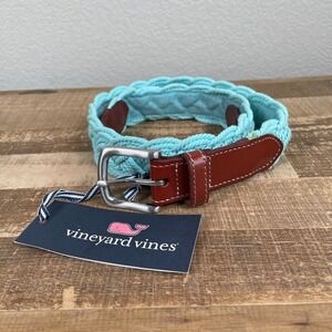 New Vineyard Vines Distressed Braided Rope Belt‎ Mens 32 Crystal Blue Preppy $68